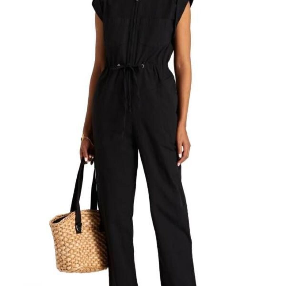 BA&SH Alia cotton-blend canvas jumpsuit in black sz XS